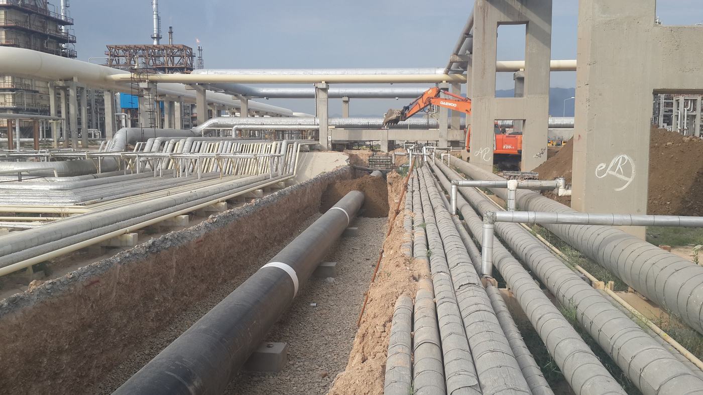 Pipeline trench installation at industrial facility — Berm Inc. project photo